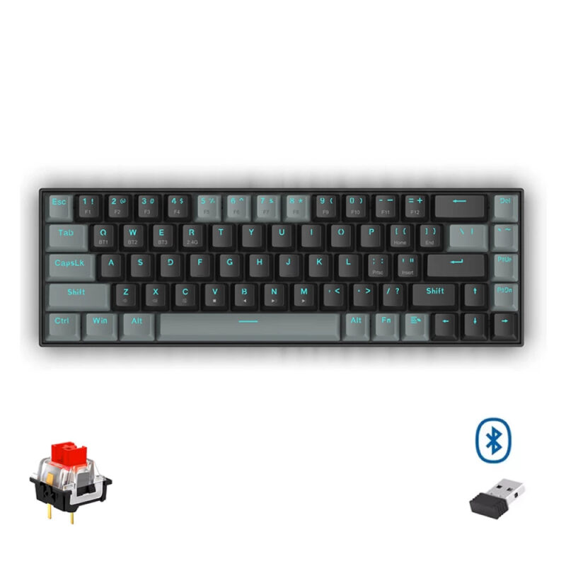 REDRAGON K662 Gwern Dual Mode Wireless, Bluetooth Gaming Mechanical Keyboard, Red Switch
