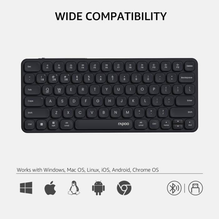 Rapoo E9050L Multi-Device Wireless Keyboard Blade-Series - Back View