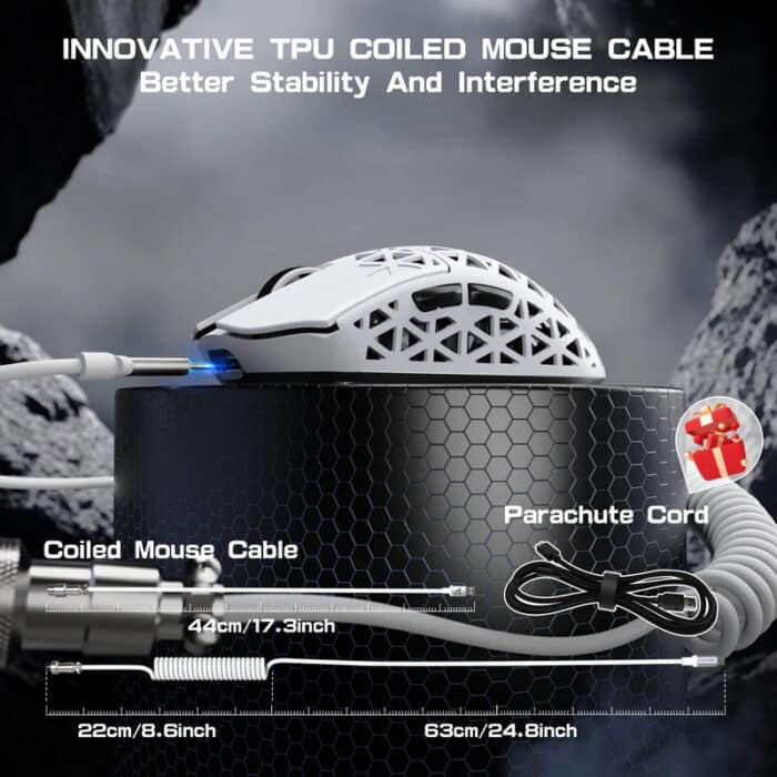 ATTACK SHARK R5 Ultra Carbon Fiber Wireless 8K PAW3950MAX Gaming Mouse with 8K Coiled Cable - View 9