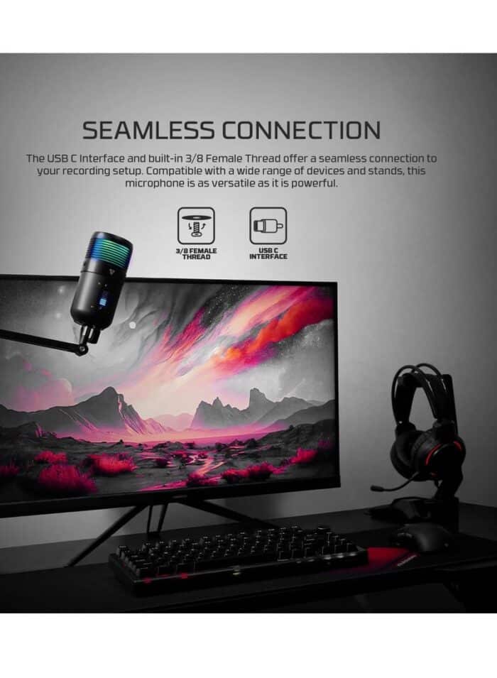 FANTECH MCX03 LEVIOSA MAX Microphone USB-C RGB Professional Gaming Stream Condenser PURE PRECISION 16mm Capsule – Cardioid Polar Pattern – Noise Reduction tech – Real Time Monitoring with Headphone jack | Black - Package Contents