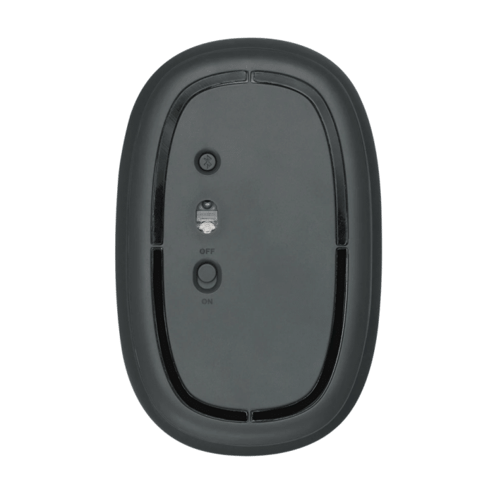 RAPOO M650 Bluetooth Multi-Device Silent Mouse, Dual Mode Bluetooth + 2.4G Wireless Mouse, 9 Months Battery Life, Switch up to 3 Devices, 2-Year Warranty - Dark Grey - Back View