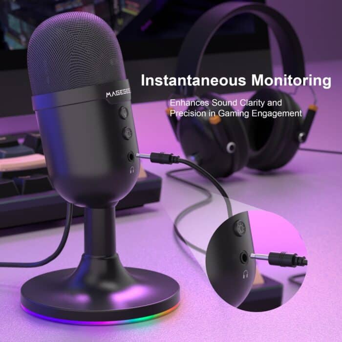 MageGee Fantasy Wired Gaming Microphone BLACK - Back View