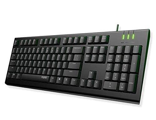 NK1900 Wired Keyboard with USB Connectivity, 1.5m Cable Length, Spill Resistant, Laser Carved Keycap, English-Arabic Layout, AR_12387 Black