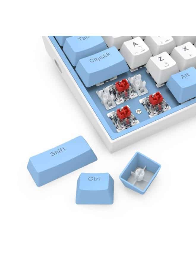 Redragon K617-RGB Fizz White Bule compact 60 mechanical keyboard RGB with red switches - عربي/eng - In Use