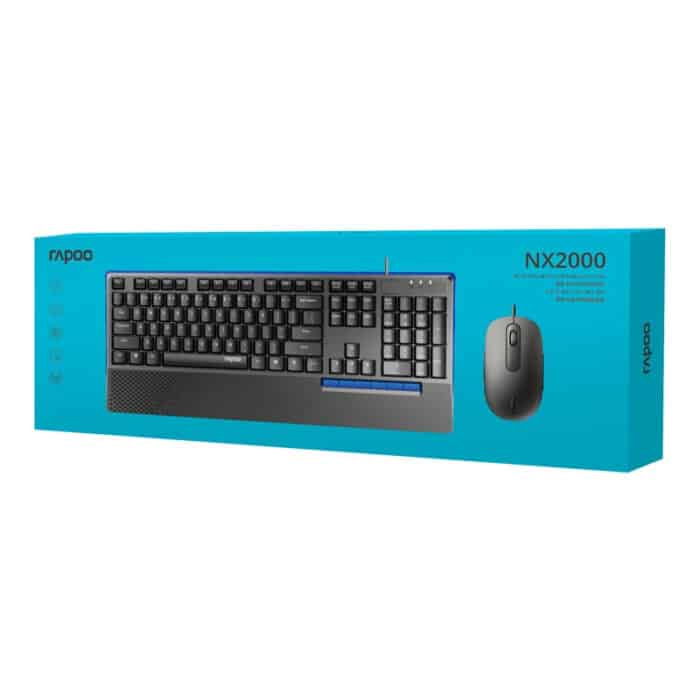 Rapoo NX2000 Wired Optical Keyboard Mouse Combo - Black - Side View