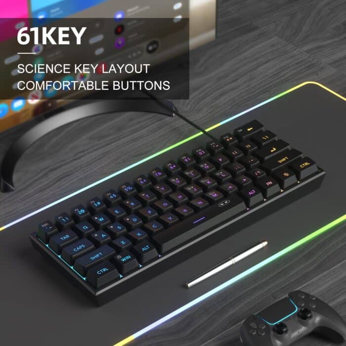 MageGee TS91 Wired Membrane Keyboard (black) - Side View