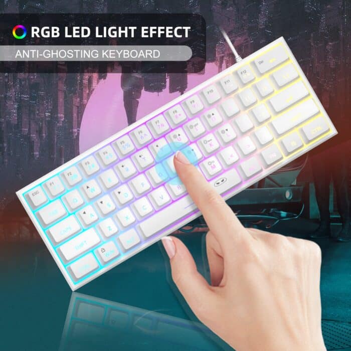 MageGee TS91 Wired Membrane Keyboard (WHITE) - Back View