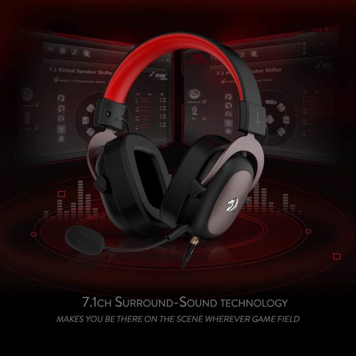 Redragon H510 Zeus Wired Gaming Headset – 7.1 Surround Sound, 53mm Drivers, Detachable Mic, USB + 3.5mm - Side View