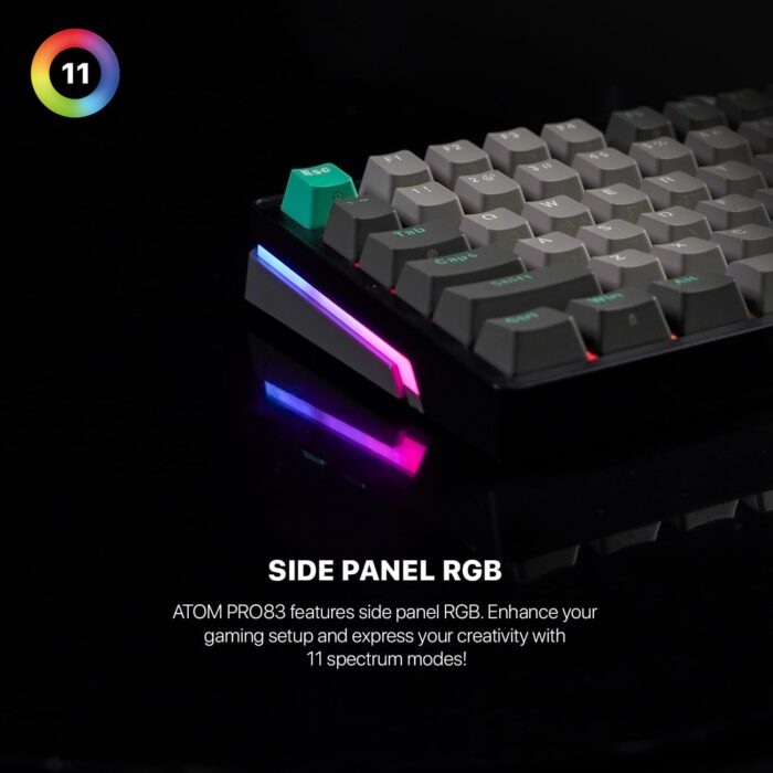 Fantech ATOM PRO83 MK913 wireless mechanical keyboard Saturn - Tri-Mode | Hot-Swappable | RGB | Saturn - Side View