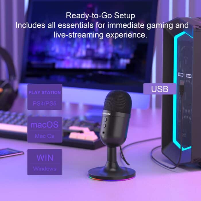 MageGee Fantasy Wired Gaming Microphone BLACK - In Use