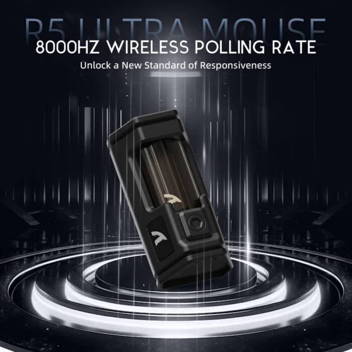 ATTACK SHARK R5 Ultra Carbon Fiber Wireless 8K PAW3950MAX Gaming Mouse with 8K Coiled Cable - In Use