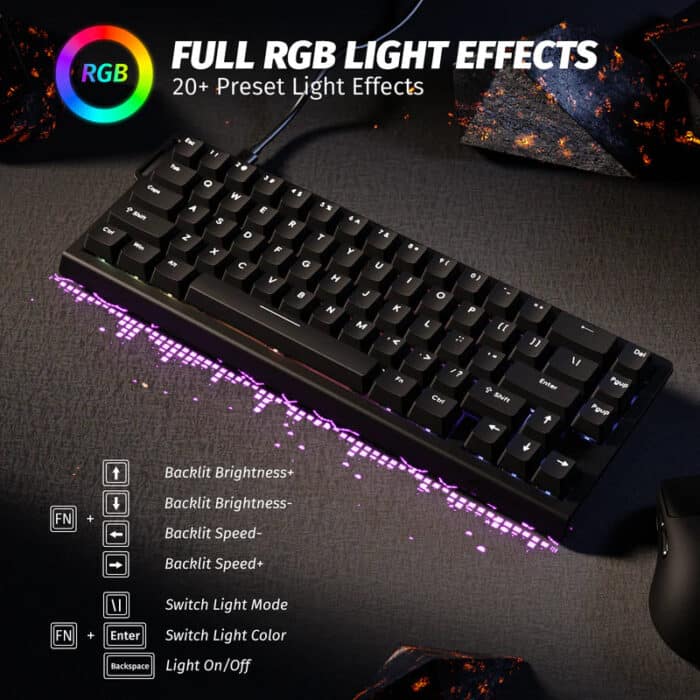 ATTACK SHARK X68 HE 8000Hz Rapid Trigger Keyboard, 0.01mm RT Accuracy Wired Gaming Keyboard with Magnetic Switch, Adjustable Actuation, Rapid Trigger, Snap Tap, RGB Lighting for PC/Mac, Black - View 7