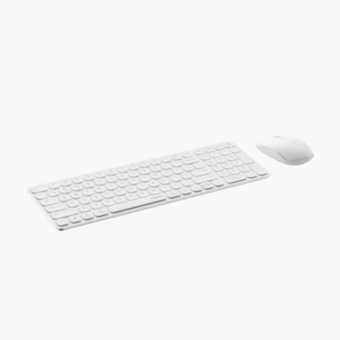 Rapoo 9320M Multi-Mode Wireless Keyboard and Mouse Combo WHITE - Back View
