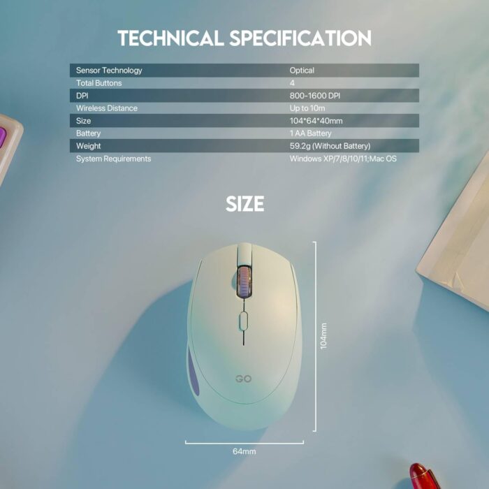 FANTECH GO W193 Wireless Mouse Beige - Back View