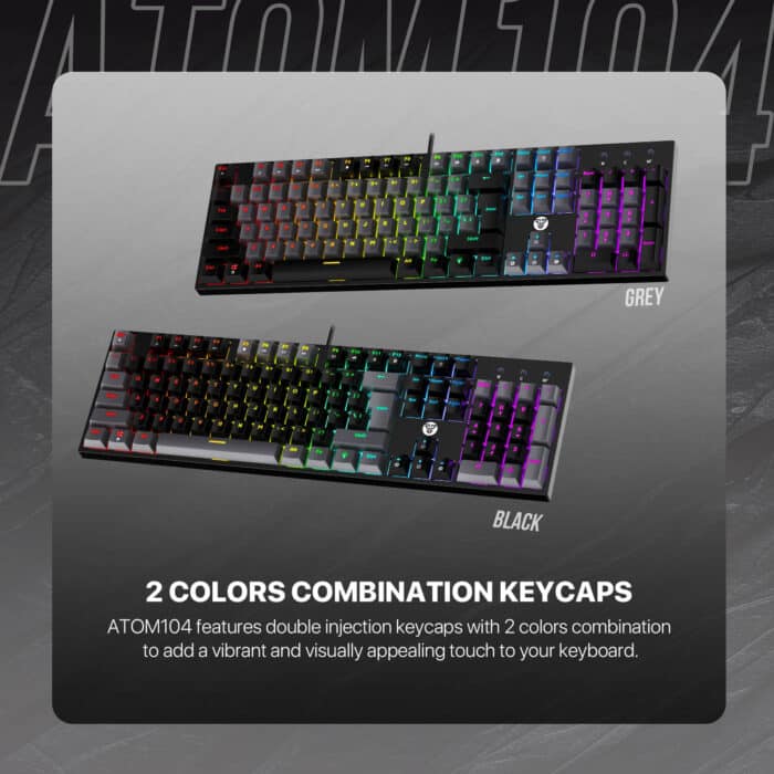 Fantech ATOM104 MK886V2 mechanical keyboard Sumi grey - 104 Keys | Full-Size | RGB | Sumi Grey - Detail View