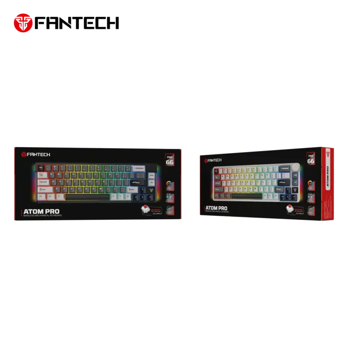 Fantech MK919 ATOM PRO66 mechanical keyboard light grey - Tri-Mode | Hot-Swappable | RGB | Light Grey - Side View
