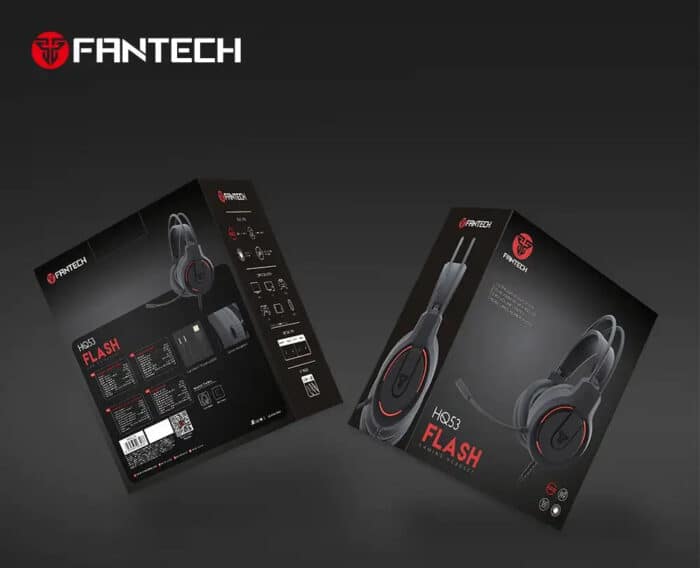 FANTECH HQ53 Flash Lightweight Wired Gaming Headset BLACK - In Use