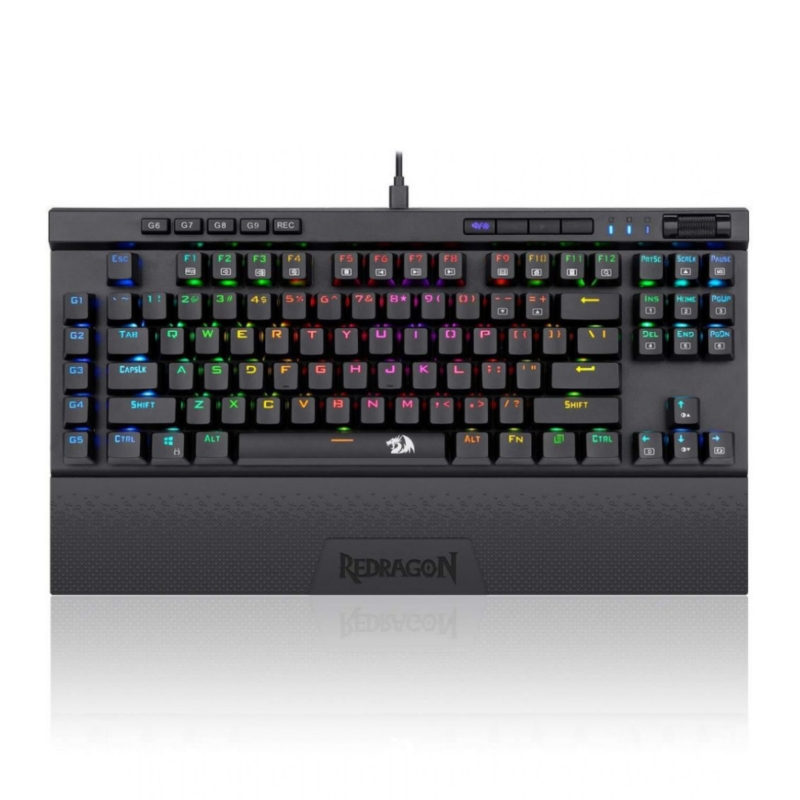 Redragon K587 MAGIC-WAND 87 Keys Compact RGB TKL Mechanical Gaming Keyboard, Type-C Keyboard with 9 Onboard Macro Keys, Detachable Wrist Rest - عربي/eng