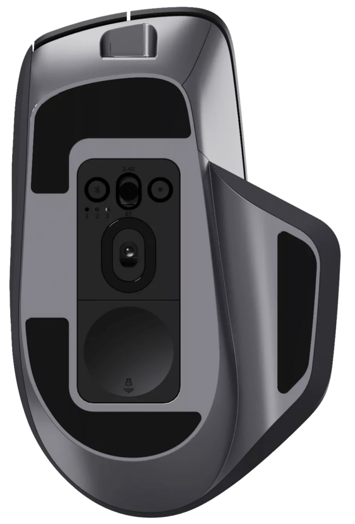 Rapoo MT760L Multi-mode Wireless Optical Mouse - Black Ergonomic Design - Back View