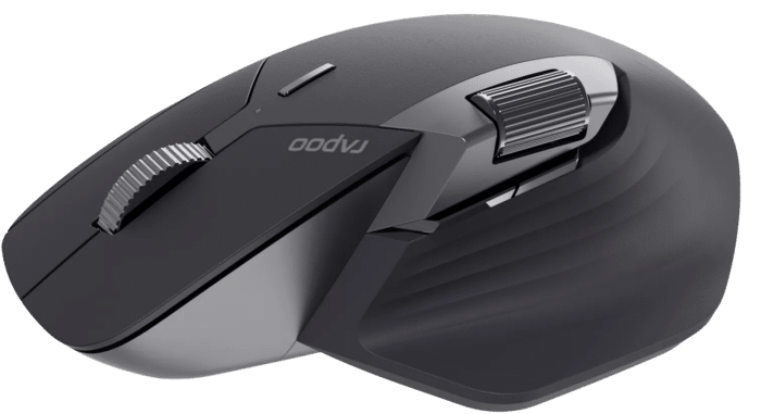 Rapoo MT760L Multi-mode Wireless Optical Mouse - Black Ergonomic Design - Detail View