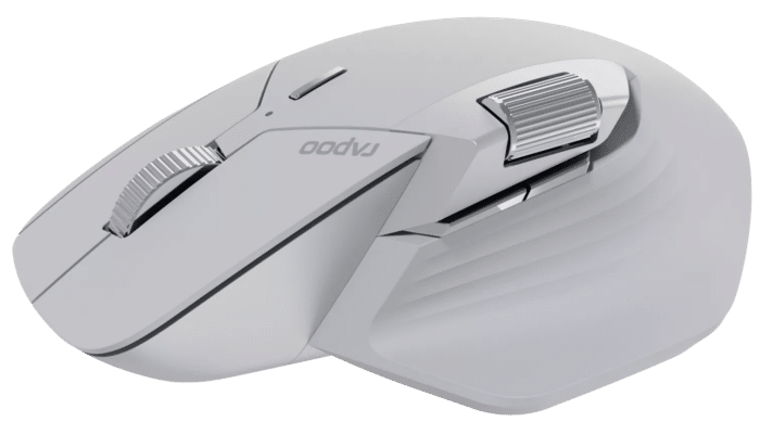 Rapoo MT760L Multi-mode Wireless Optical Mouse - white Ergonomic Design - Side View