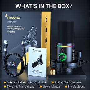 MAONO PD200X USB/XLR Dynamic Microphone - Package Contents
