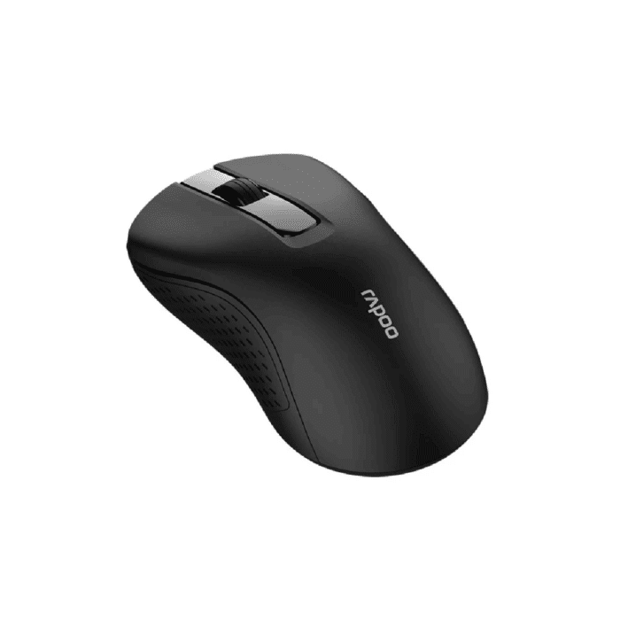 Rapoo B20 Silent Wireless Optical Mouse, 2.4 GHz Wireless Connection, 1200 DPI Sensor Black - Side View