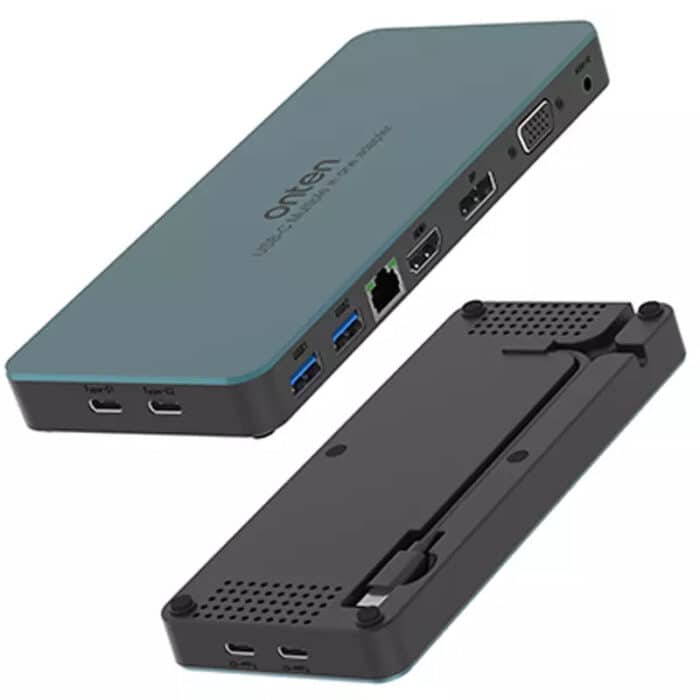 Onten Hub 9*1 Type C To 2-Ports USB3.0 HDMI Ethernet Display VGA Audio 2 Ports Type C OTN 9188S - Detail View