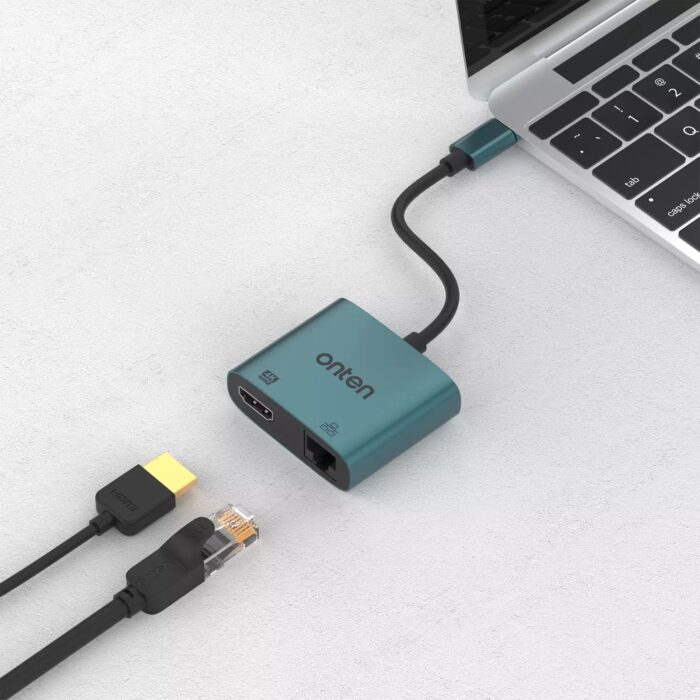 ONTEN UC288 USB-C to HDMI HD Video Adapter with RJ45(100M) - Side View