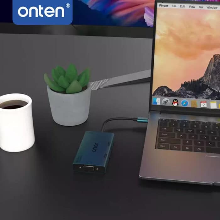 ONTEN M206 USB C HUB 4 IN 1 Multi Stream Dual HDMI 4K @60Hz, VGA and Audio 3.5MM - Detail View