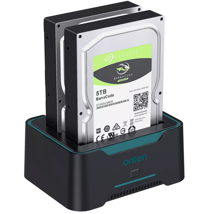 Onten UHD6 Dual Bay External HDD/SSD Enclosure 2.5/3.5 inch - Side View