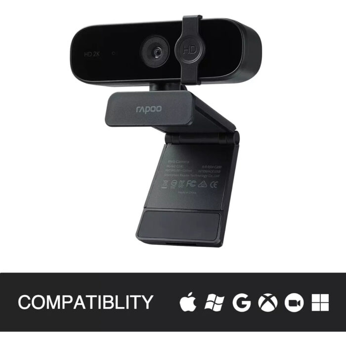 Rapoo C280 Webcam 1440P 2K – Built-in Microphone - Back View