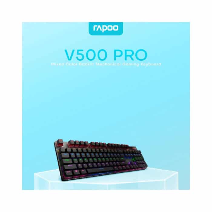 Rapoo V500Pro Backlit Mechanical Wirless Gaming Keyboard - Black - Detail View