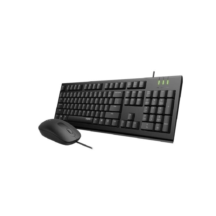 Rapoo X130Pro Wired Optical Mouse - Keyboard Combo - Black - Side View