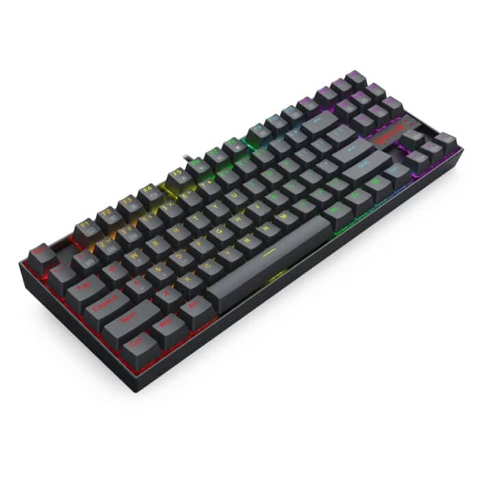 Redragon K552 KUMARA 87 Key LED RGB Backlit Mechanical Computer illuminated Keyboard with Blue Switches for PC Gaming Compact ABS-Metal Design - عربي/eng - Side View