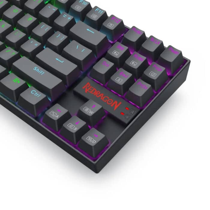 Redragon K552 KUMARA 87 Key LED RGB Backlit Mechanical Computer illuminated Keyboard with Blue Switches for PC Gaming Compact ABS-Metal Design - عربي/eng - Detail View