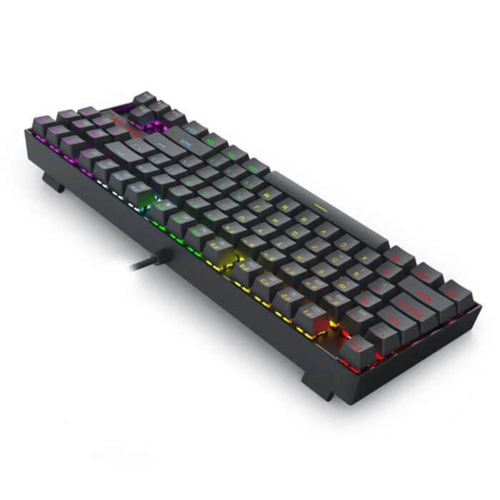 Redragon K552 KUMARA 87 Key LED RGB Backlit Mechanical Computer illuminated Keyboard with Blue Switches for PC Gaming Compact ABS-Metal Design - عربي/eng - In Use