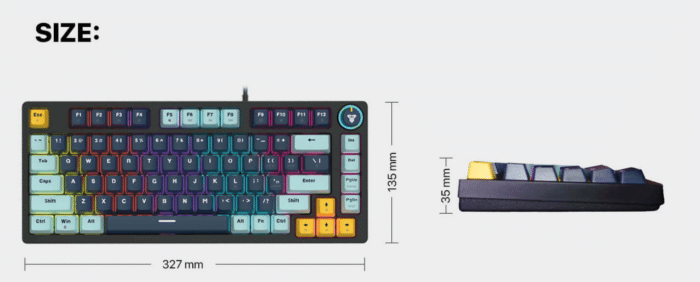 Fantech ATOM81 MK875V2 mechanical keyboard navy - 81 Keys | Hot-Swappable | RGB | Navy - Back View