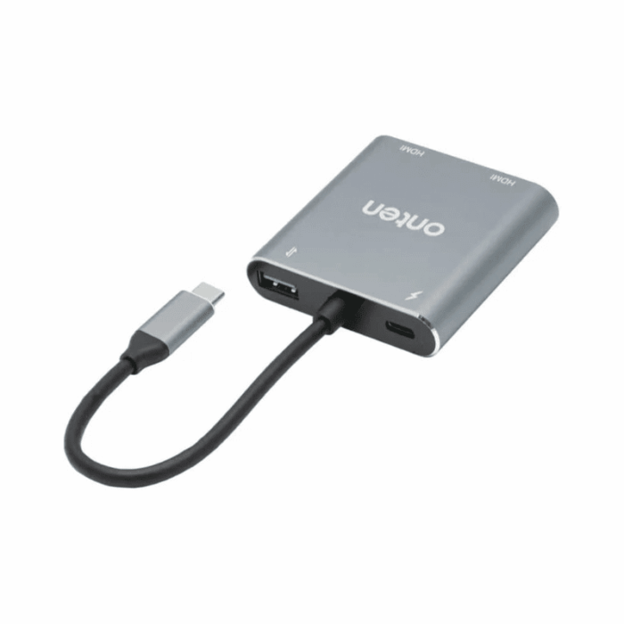 Onten HUB 4*1 Type-C To Dual HDMI(4K-60Hz) + USB 2.0 + PD Charge (MST) OTN-9175K - Side View