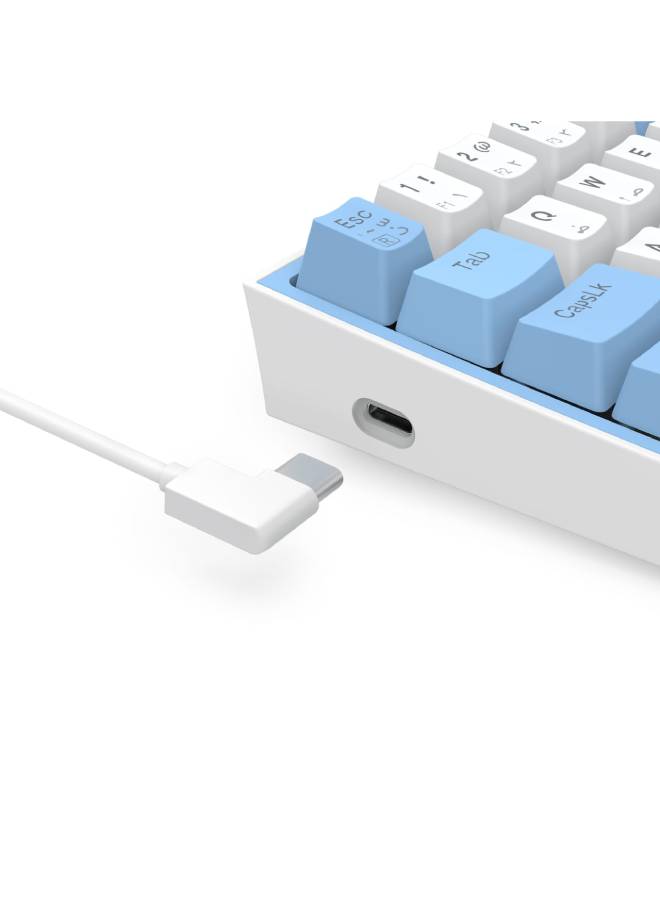 Redragon K617-RGB Fizz White Bule compact 60 mechanical keyboard RGB with red switches - عربي/eng - Back View