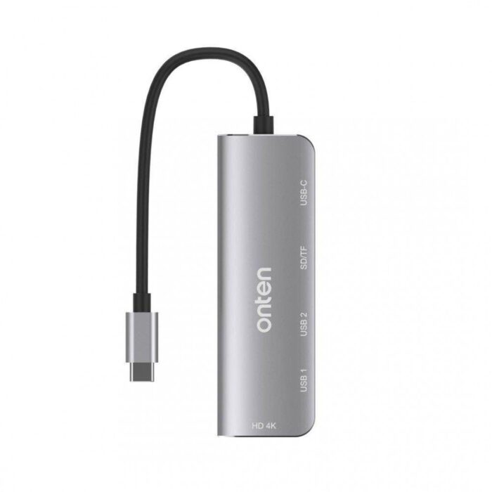 ONTEN 95116D USB C HUB Dock Station 6 in 1 – HDMI 4K@30Hz + SD/TF + USB 3.0 X2 + Type-C (PD 3.0) - Side View