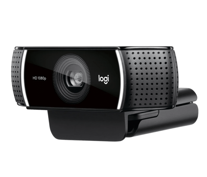 Logitech C922 PRO HD STREAM WEBCAM offers 1080p/30fps, 720p/60fps resolution, 3 MP autofocus camera, stereo mic, 78° field of view, 1.2x digital zoom, and is compatible with Windows, macOS, ChromeOS via USB-A - Back View