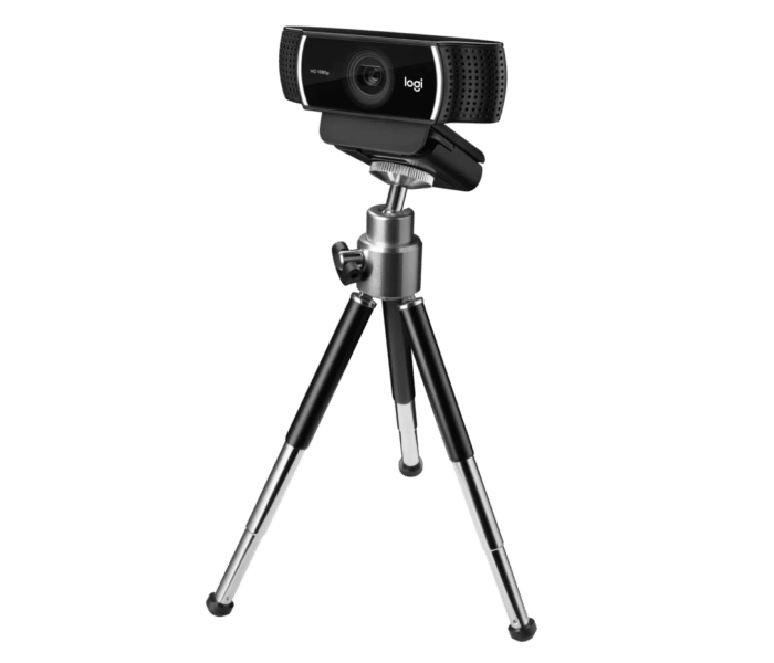 Logitech C922 PRO HD STREAM WEBCAM offers 1080p/30fps, 720p/60fps resolution, 3 MP autofocus camera, stereo mic, 78° field of view, 1.2x digital zoom, and is compatible with Windows, macOS, ChromeOS via USB-A - Detail View