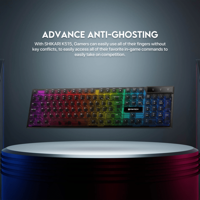 Fantech Shikari K515 Wired Gaming Keyboard Black | K515-SHIKARI-BLK - eng/عربي - Back View