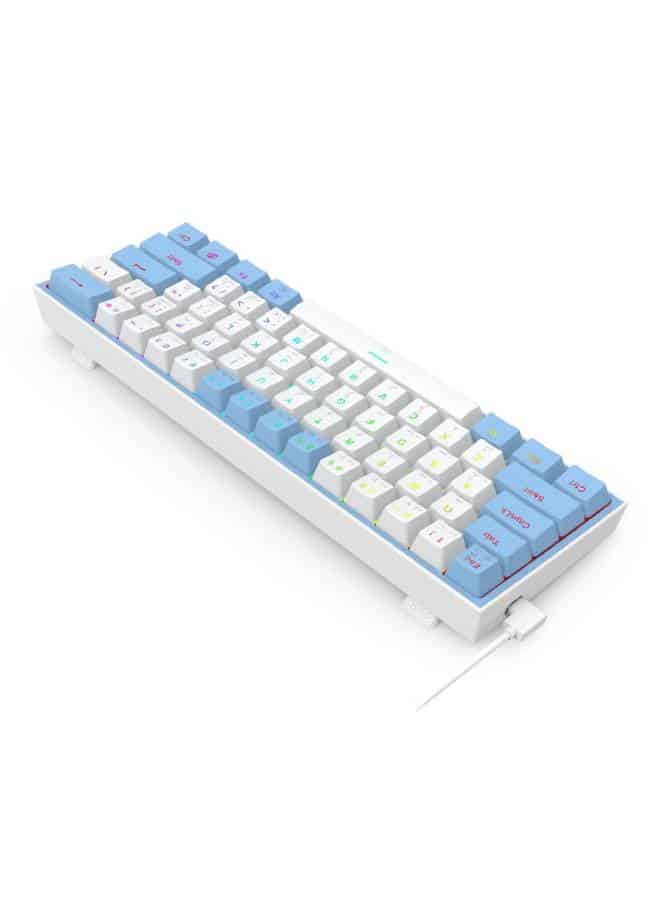 Redragon K617-RGB Fizz White Bule compact 60 mechanical keyboard RGB with red switches - عربي/eng - View 9