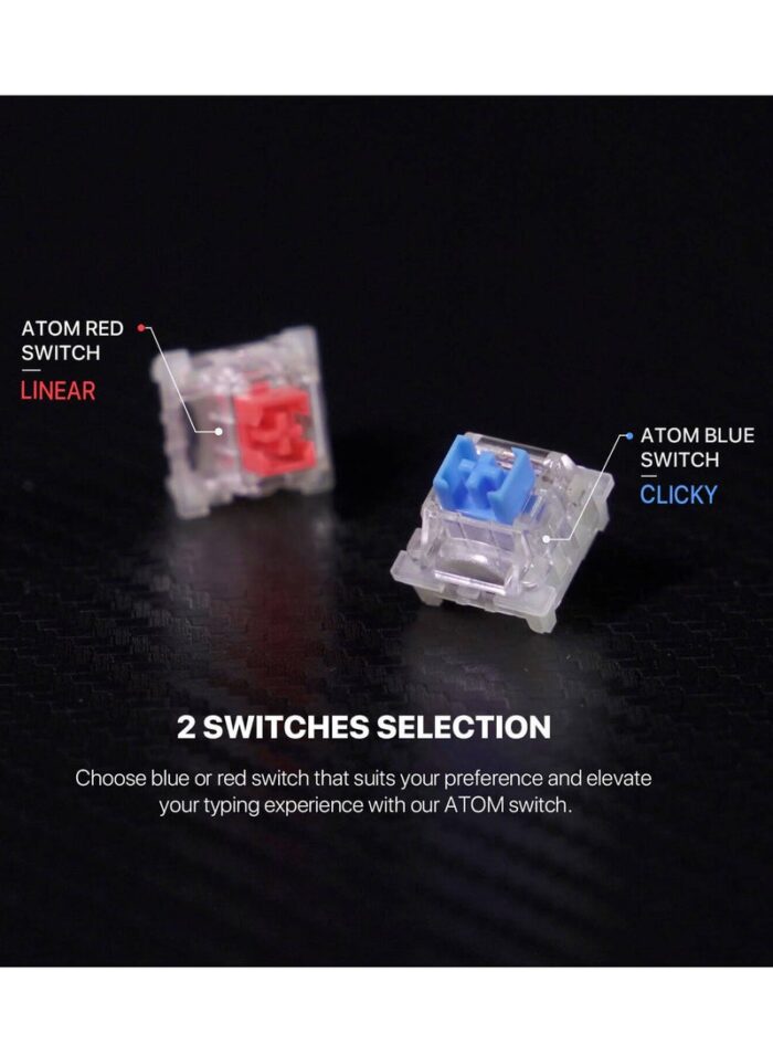Fantech Mizu Edition MK874V2 Atom 63 mechanical keyboard - 63 Keys | Hot-Swappable | Mizu Edition - Detail View
