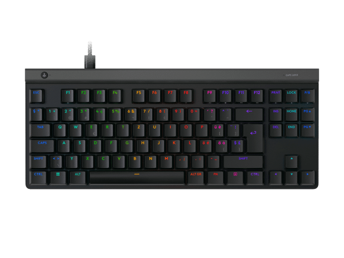 Logitech G515 TKL wired gaming keyboard with GL mechanical switches, customizable RGB lighting, sound-dampening construction, and up to 15 programmable keys via G HUB - Back View