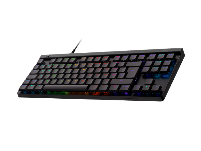 Logitech G515 TKL wired gaming keyboard with GL mechanical switches, customizable RGB lighting, sound-dampening construction, and up to 15 programmable keys via G HUB - Side View