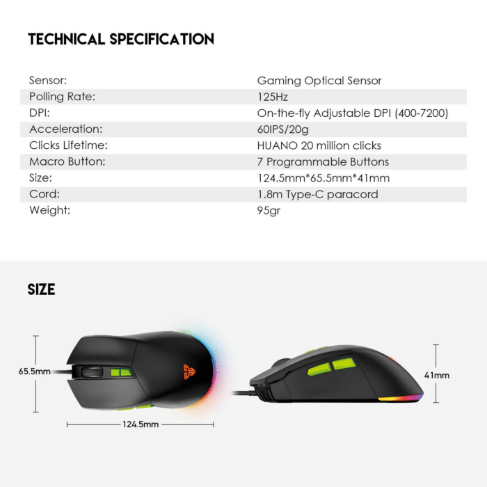 FANTECH PHANTOM II VX6 GAMING MOUSE - BLACK - View 8