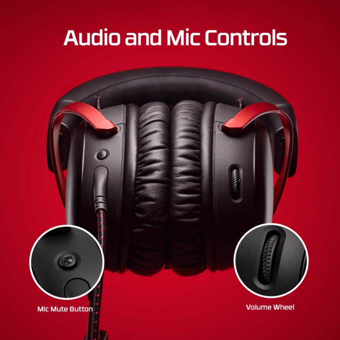 HyperX Cloud III 727A9AA Wired Gaming Headset PC PS5 Xbox Series X S Angled 53mm Drivers DTS Memory Foam Durable Frame Ultra-Clear 10mm Mic USB-C USB-A 3.5mm Black Red Headphones Headset - In Use